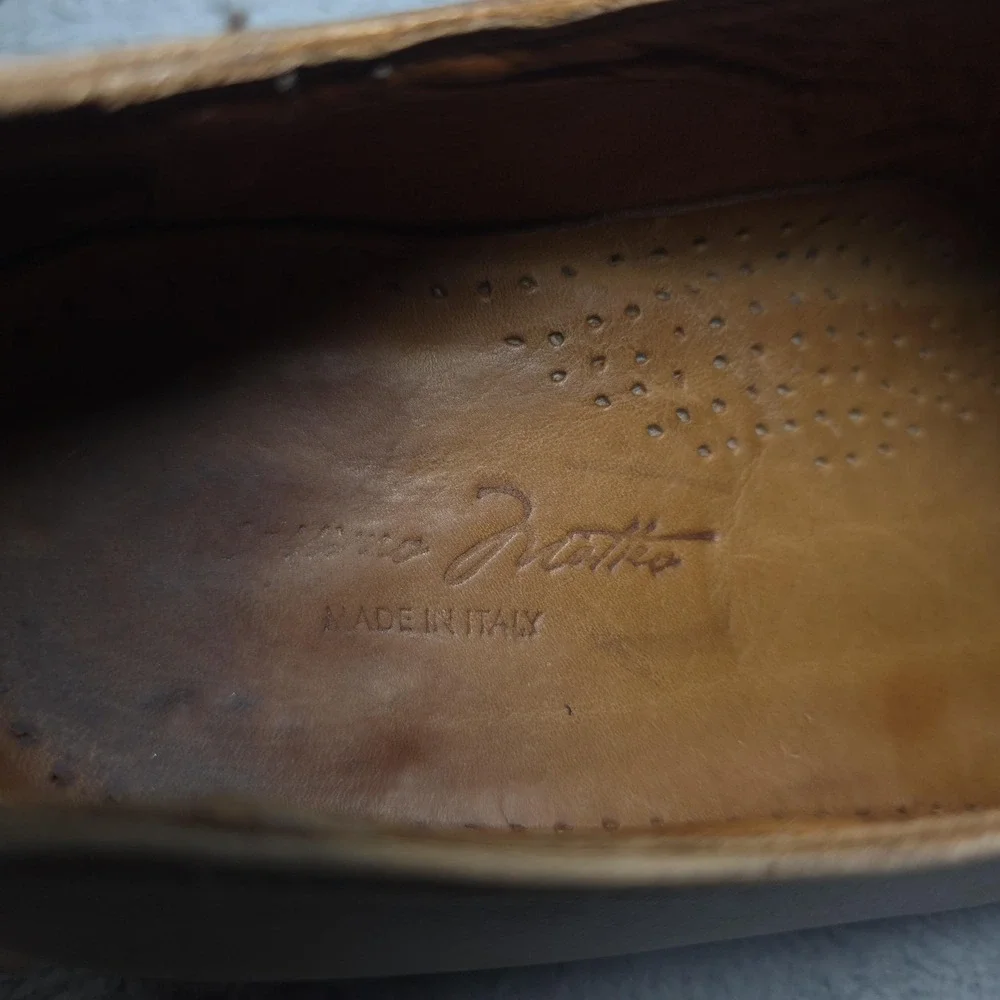 Massimo Matteo Leather Shoes Mens Size 10 Brown Italy Oxford Dress Square Toe